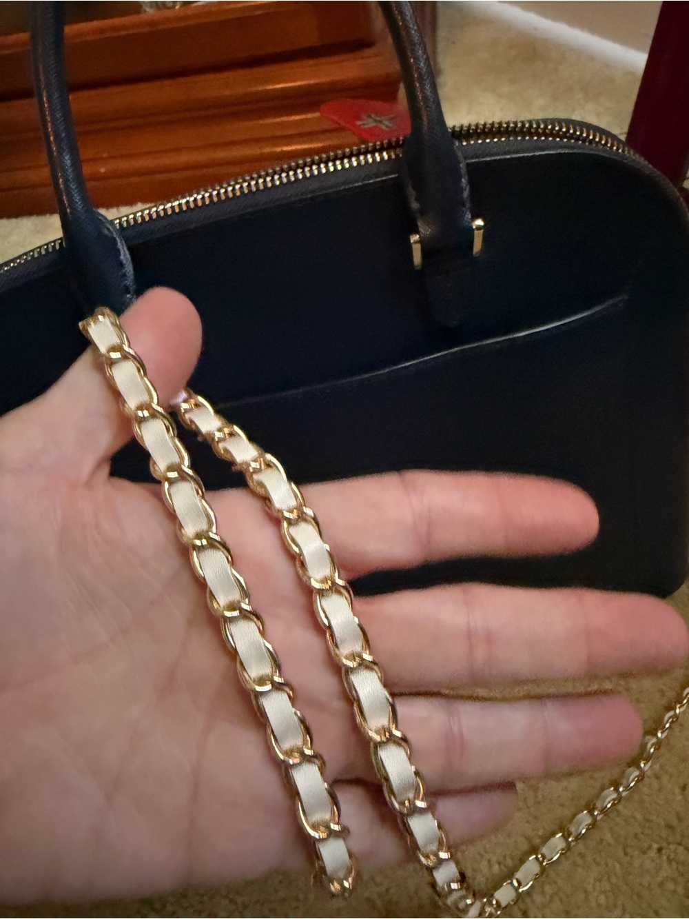 kate spade navy saffiano dome tote with gold hardware - Picture 11 of 12